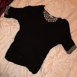 Black Shirt with Jems on Sleeves
